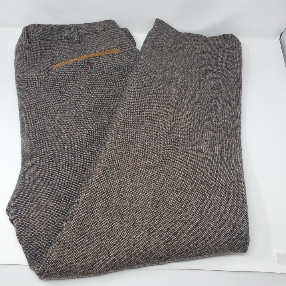 Orvis Wool Pants Mens 42 57EY Brown Tweed Trimmed Pockets 42 x 30